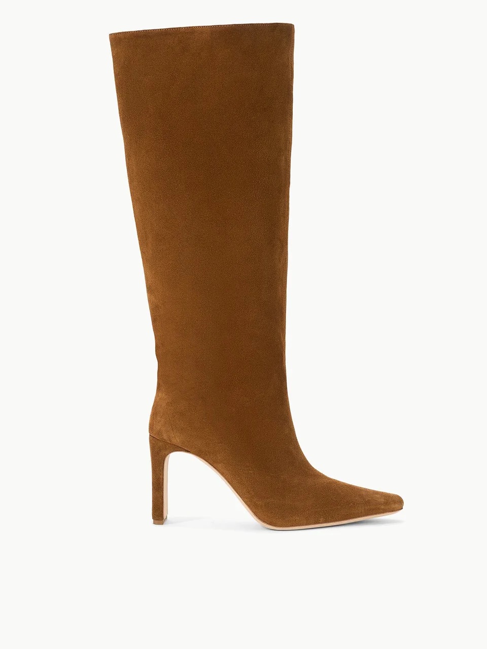 Staud High Heel Wally Boot In Tan Suede Knee-High Pointed Toe Boot - Women